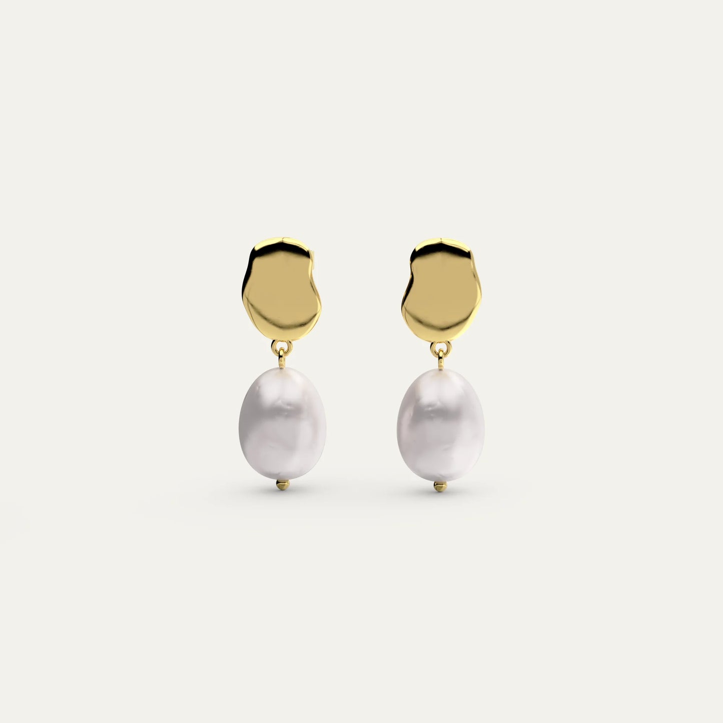 Goldmacher Drift Pearl Earrings – 18K Gold Plated with Natural Freshwater Pearls and Organic Design