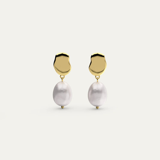 Goldmacher Drift Pearl Earrings – 18K Gold Plated with Natural Freshwater Pearls and Organic Design