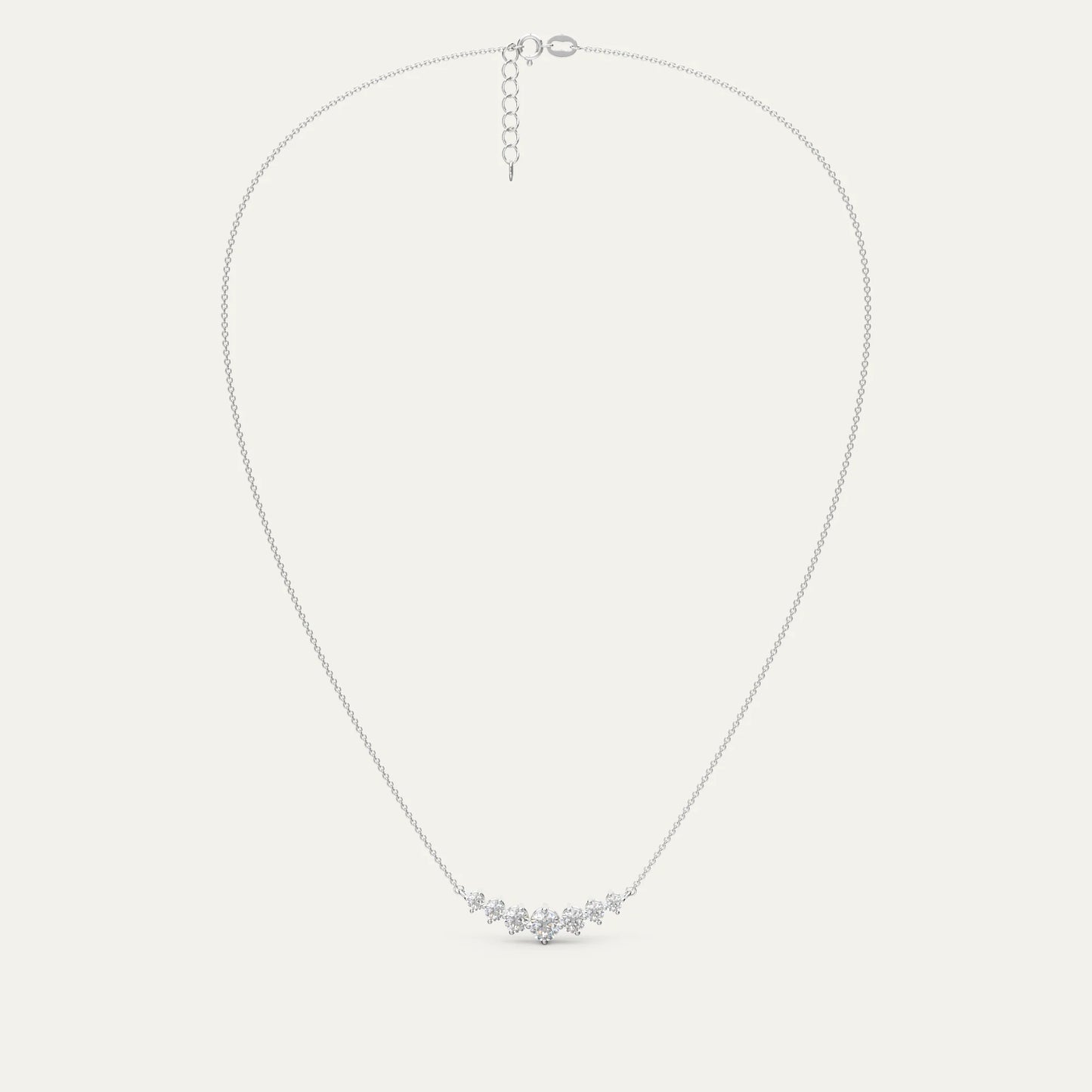 Goldmacher Felis 925 Silver 0.5ct Moissanite Curved Necklace – Graduated Bar Design for Minimalist Gifting, Birthdays, or Symbolic Occasions.