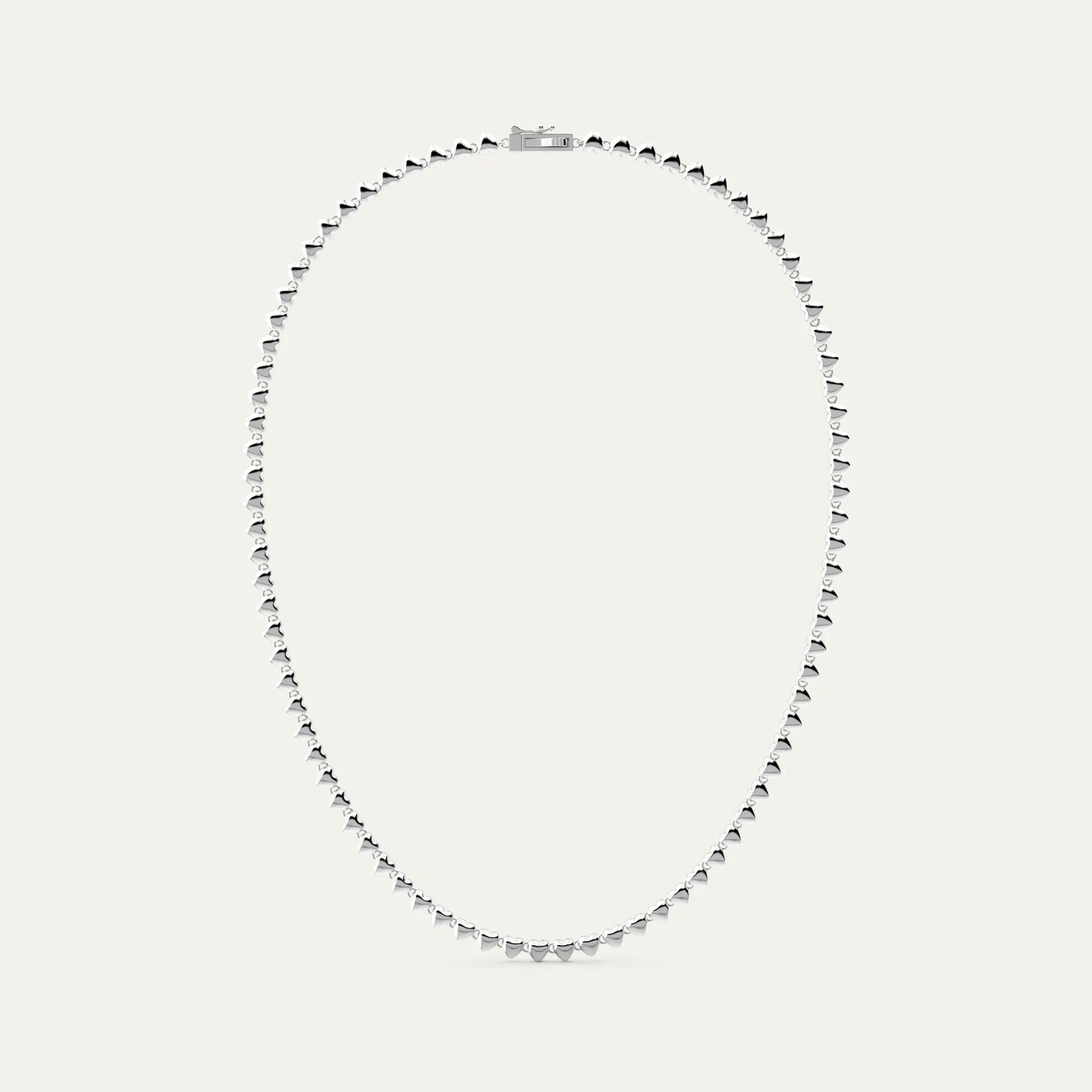 Goldmacher Heart String Necklace – Rhodium Plated 925 Silver with Polished Interlocking Heart Design