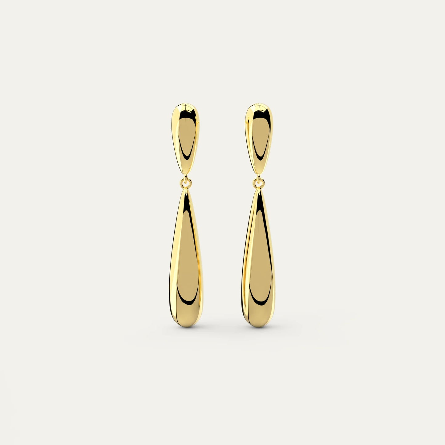 Goldmacher Long Drop Earrings – 18K Gold Plated 925 Silver with High-Polish Elongated Teardrop Shape