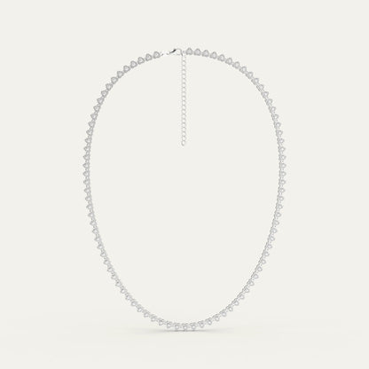 Lover’s Line Necklace – Heart Prong Detail and S925 Clasp on Rhodium Plated Silver Chain with Zircons