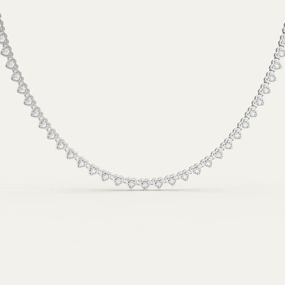 Goldmacher Lover’s Line Necklace – Rhodium Plated 925 Silver with Heart-Shaped Cubic Zirconia Tennis Chain