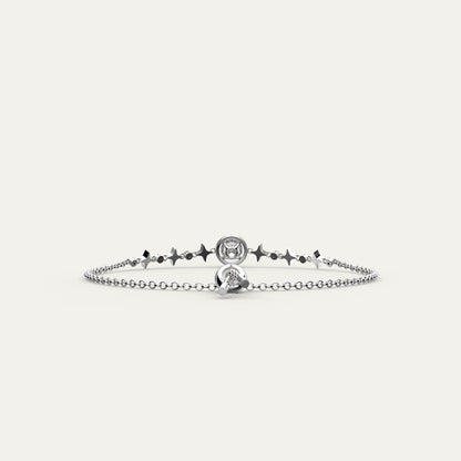 Goldmacher Lyric Sterling Silver Bolo Bracelet – Round Moissanite and Star Accents for Timeless Sparkle and Contemporary Layered Looks.