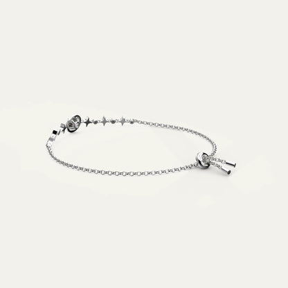 Goldmacher Lyric Hypoallergenic Sterling Silver Bolo Bracelet – Round Moissanite and Star Design for Sensitive Skin or Lightweight Comfort.