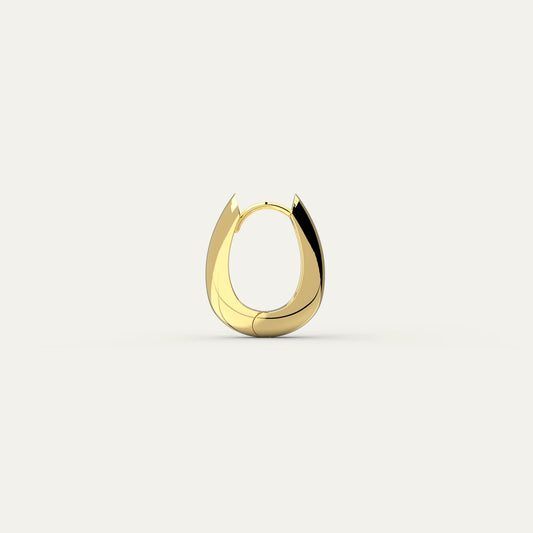 Goldmacher Molten Drop Earrings – 18K Gold Plated Sculptural Curved Hoop with High Polish Finish