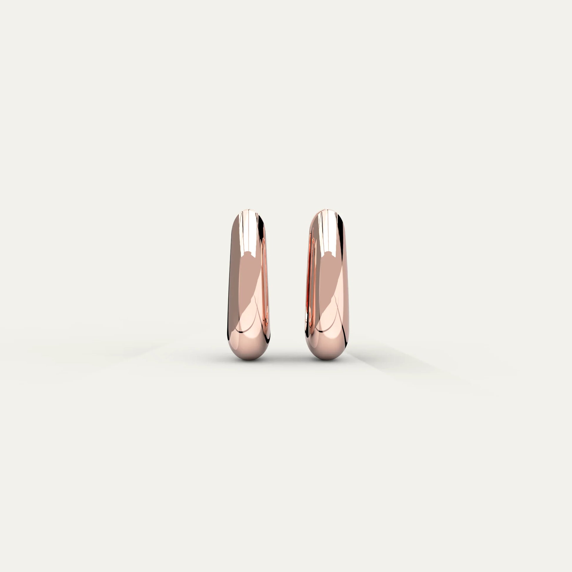 Rose Gold Molten Drop Earrings – Fluid Rounded Hoop with Soft Reflective Surface