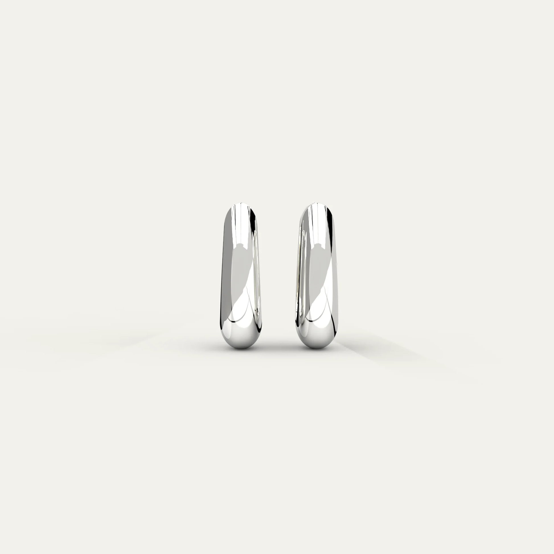 Rhodium Molten Drop Earrings – Modern Polished Hoop Design with Sculptural Depth