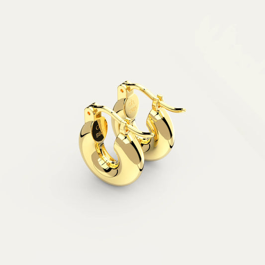 Petite Dome Hoops in 18K Gold – Classic Polished Hoop with Smooth Domed Surface