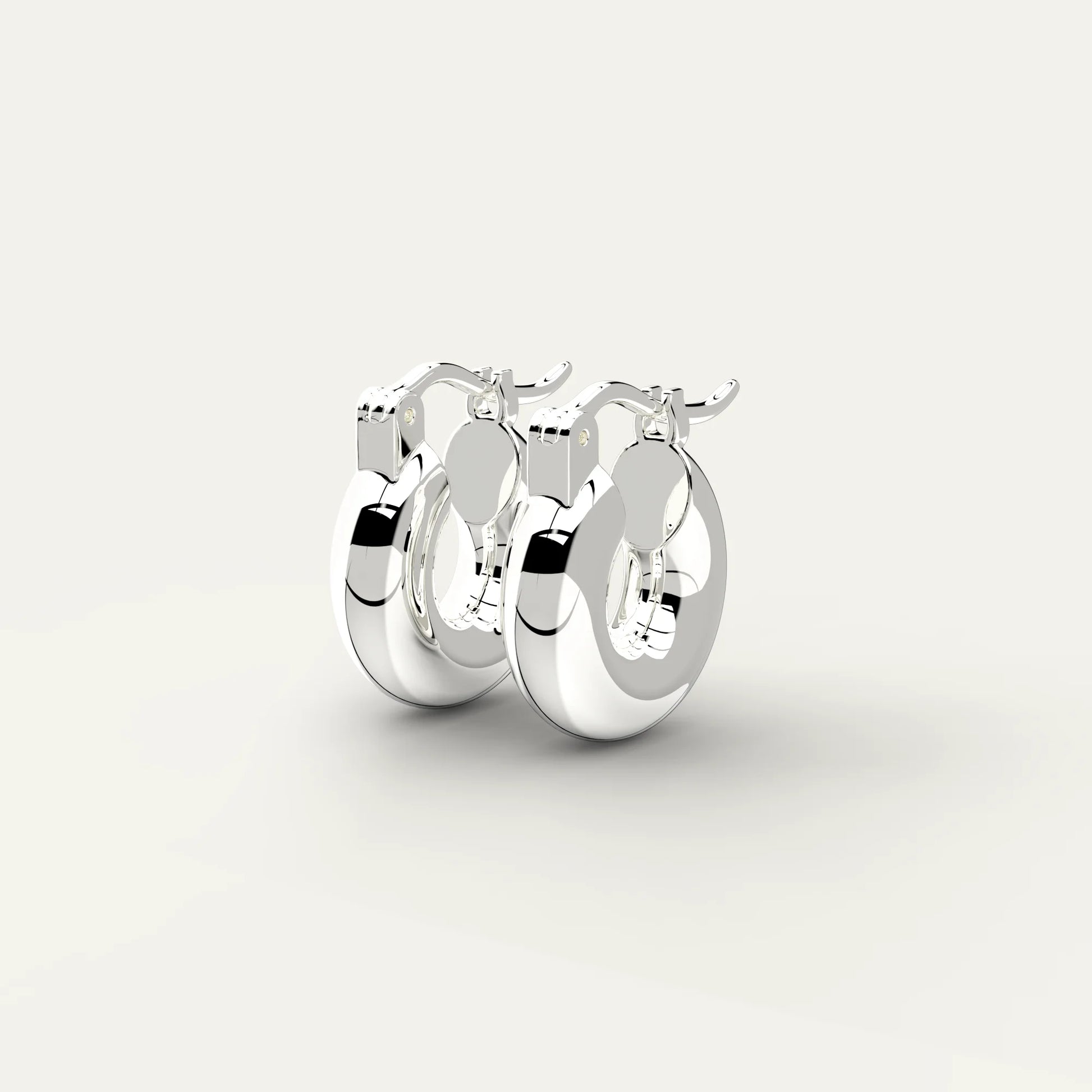 Petite Dome Silver Earrings – Snap Lock Hoop with S925 Marking and Everyday Polished Shine