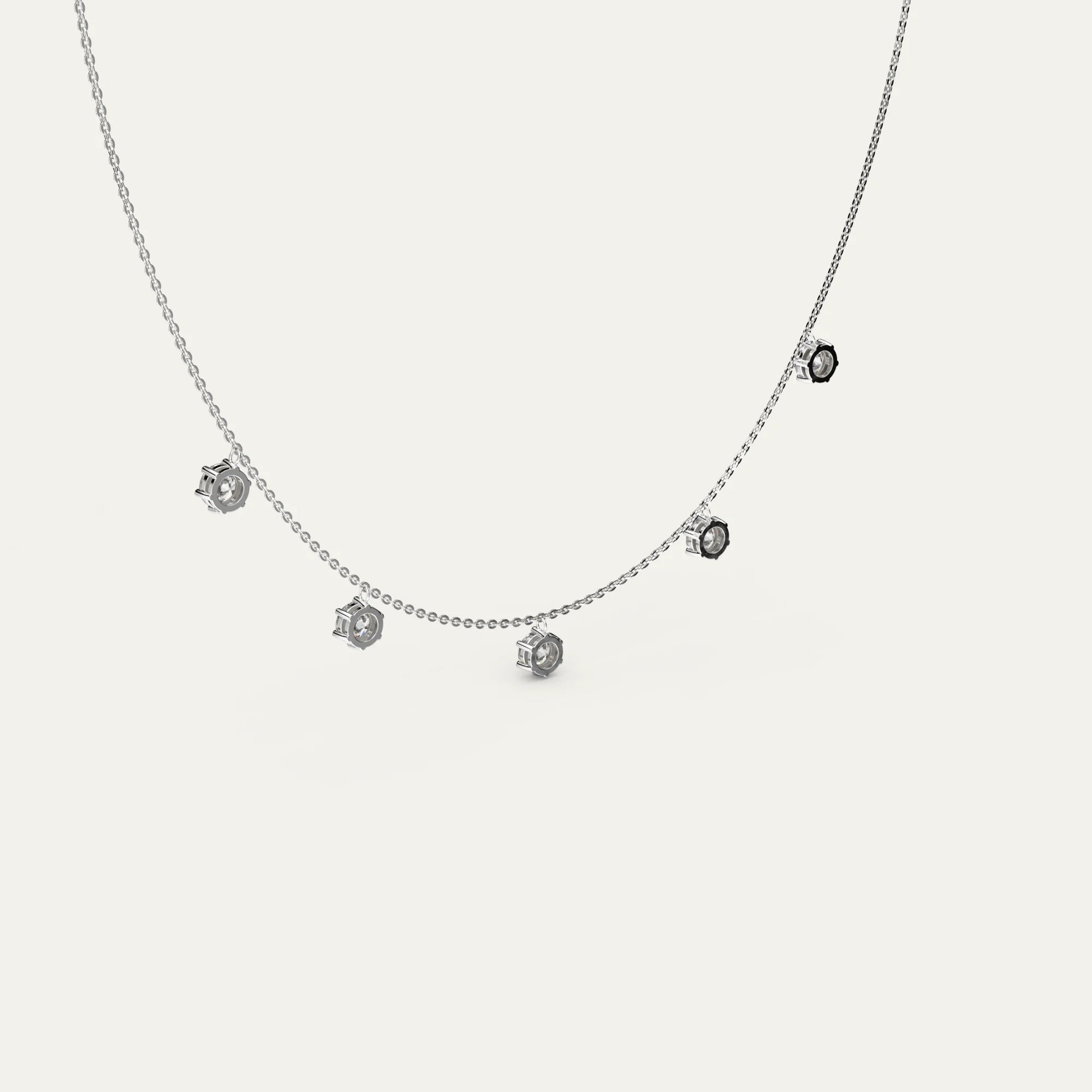 Goldmacher 925 silver Phoebe necklace with a floating five-stone moissanite layout – dainty and refined