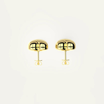 Single Puffy Heart Gold Stud Earring – Compact and Bold Design in 18K Gold Over Silver