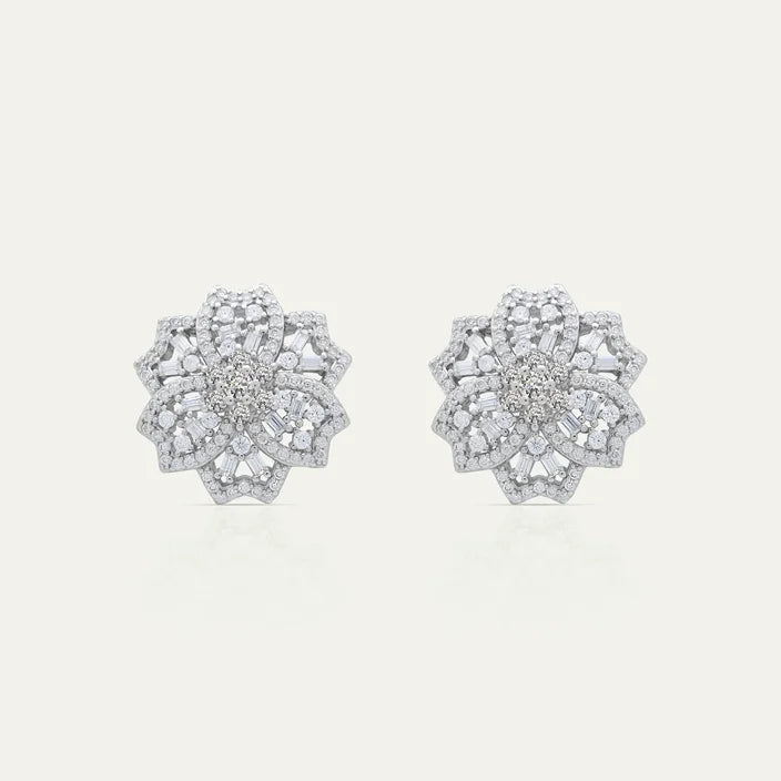 Stunning rosemary 925 silver flora moissanite cluster earrings