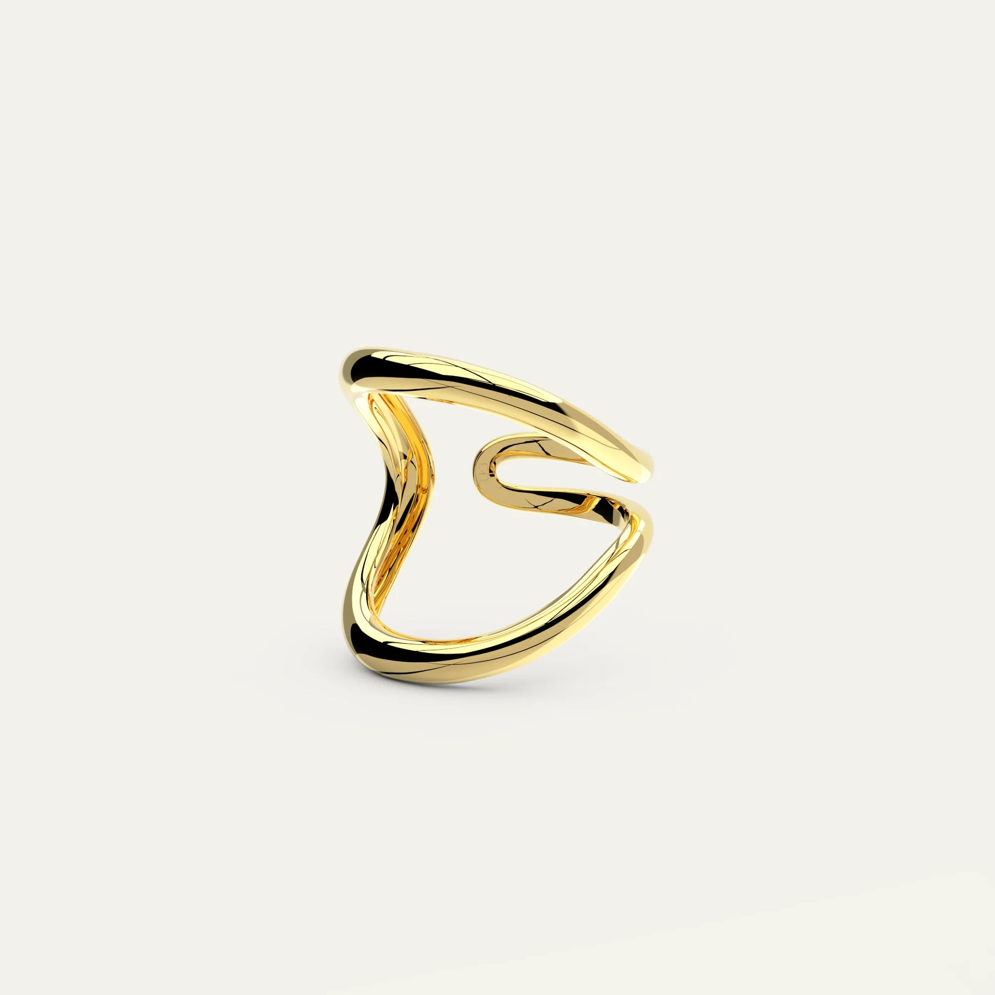 Sculptural Swirl Ring – 18K Gold Plated Silver with Modern, Minimalist Loop Shape