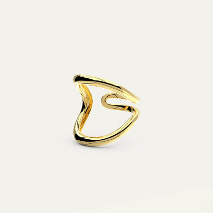 Sculptural Swirl Ring – 18K Gold Plated Silver with Modern, Minimalist Loop Shape
