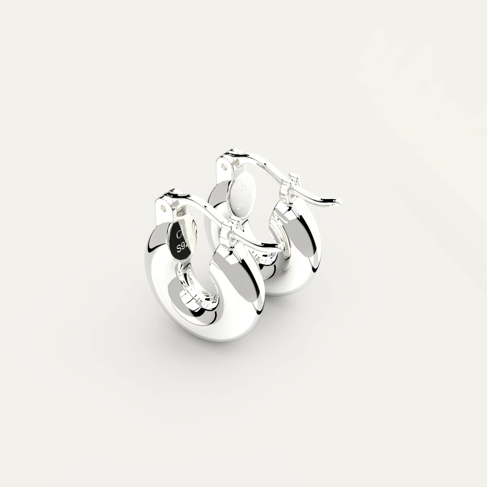Petite Dome Hoop Earrings in Silver – Polished Rhodium Finish with Curved Classic Shape