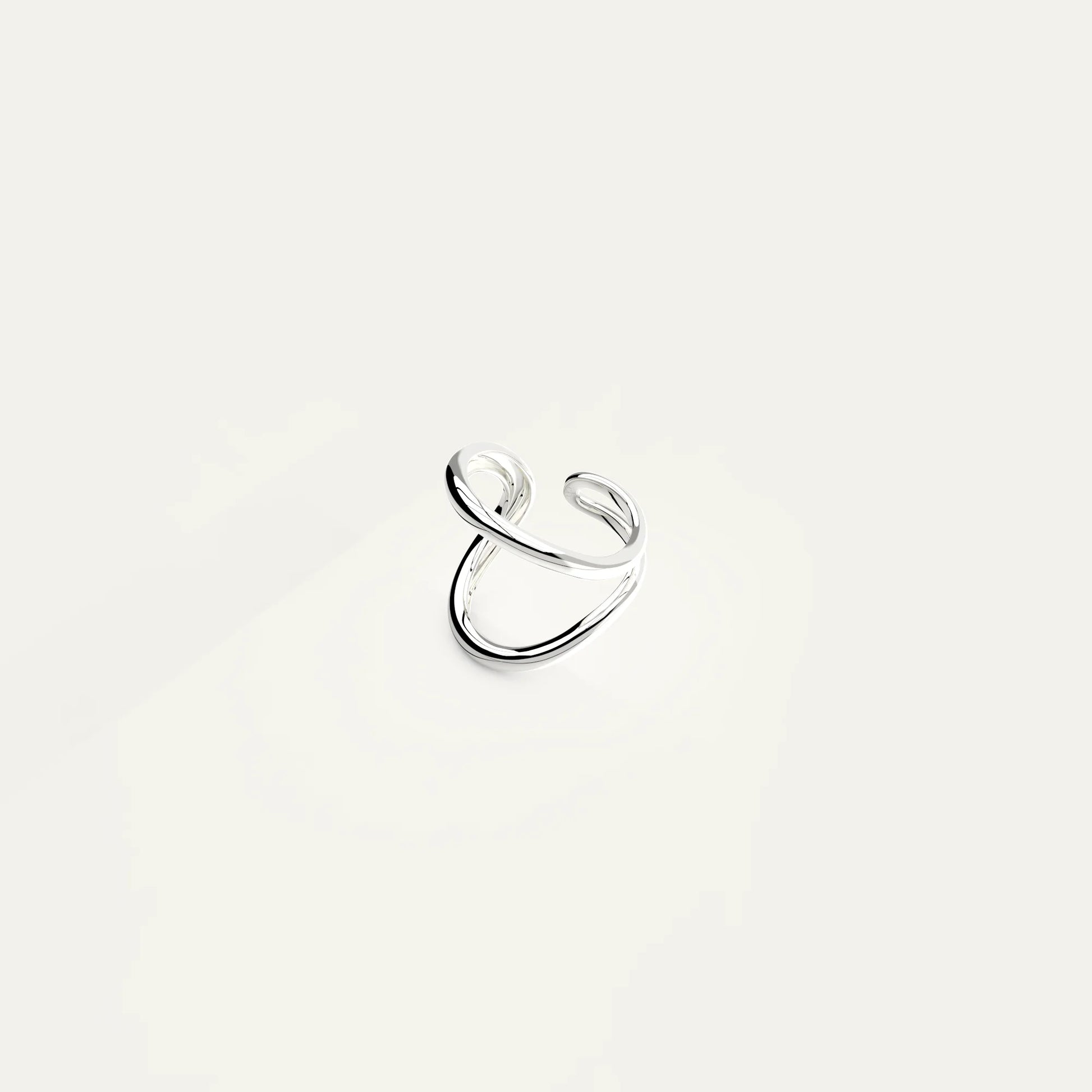Modern Swirl Ring – Polished Sterling Silver with Artistic Loop and Bold Shine