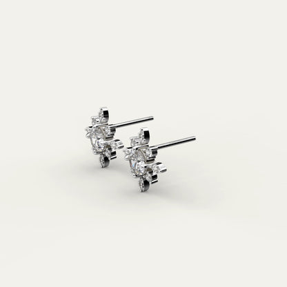 Goldmacher Vega 925 Silver Star Moissanite Stud Earrings – Round Center Stone & Hypoallergenic Design for Sensitive Skin or Everyday Sparkle.