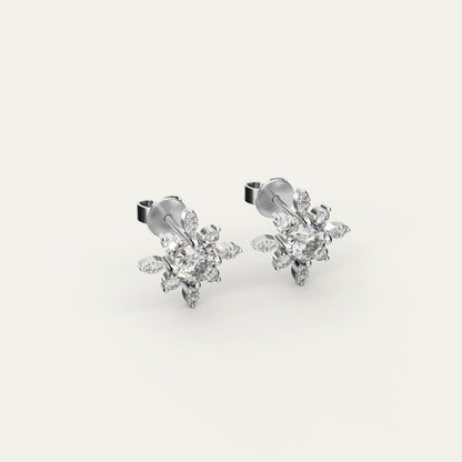 Goldmacher Vega 925 Silver Star & Round Moissanite Studs – 0.5ctw Affordable Luxury for Layered Looks or Bridal Accents.