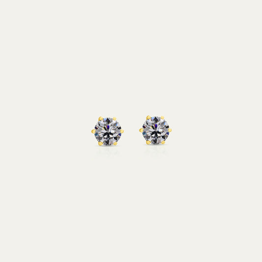 Goldmacher Zenith 0.5ct 5mm round moissanite stud earrings in 18k gold
