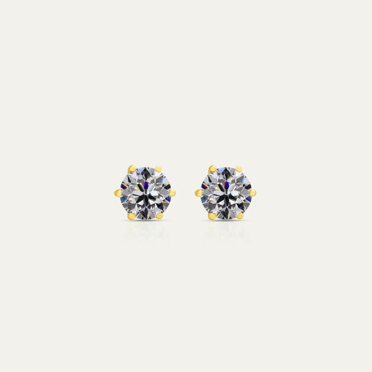 Goldmacher Zenith 1ct 6.5mm round moissanite stud earrings in 18k gold
