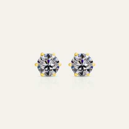 Goldmacher Zenith 2ct 8mm round moissanite stud earrings in 18k gold
