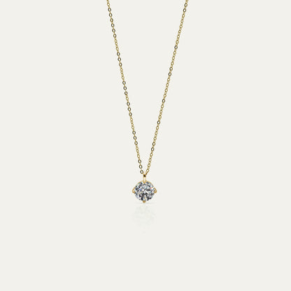 Goldmacher Zenith 3ct round moissanite solitaire pendant necklace in 18k gold
