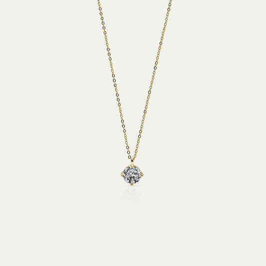 Goldmacher Zenith 3ct round moissanite solitaire pendant necklace in 18k gold
