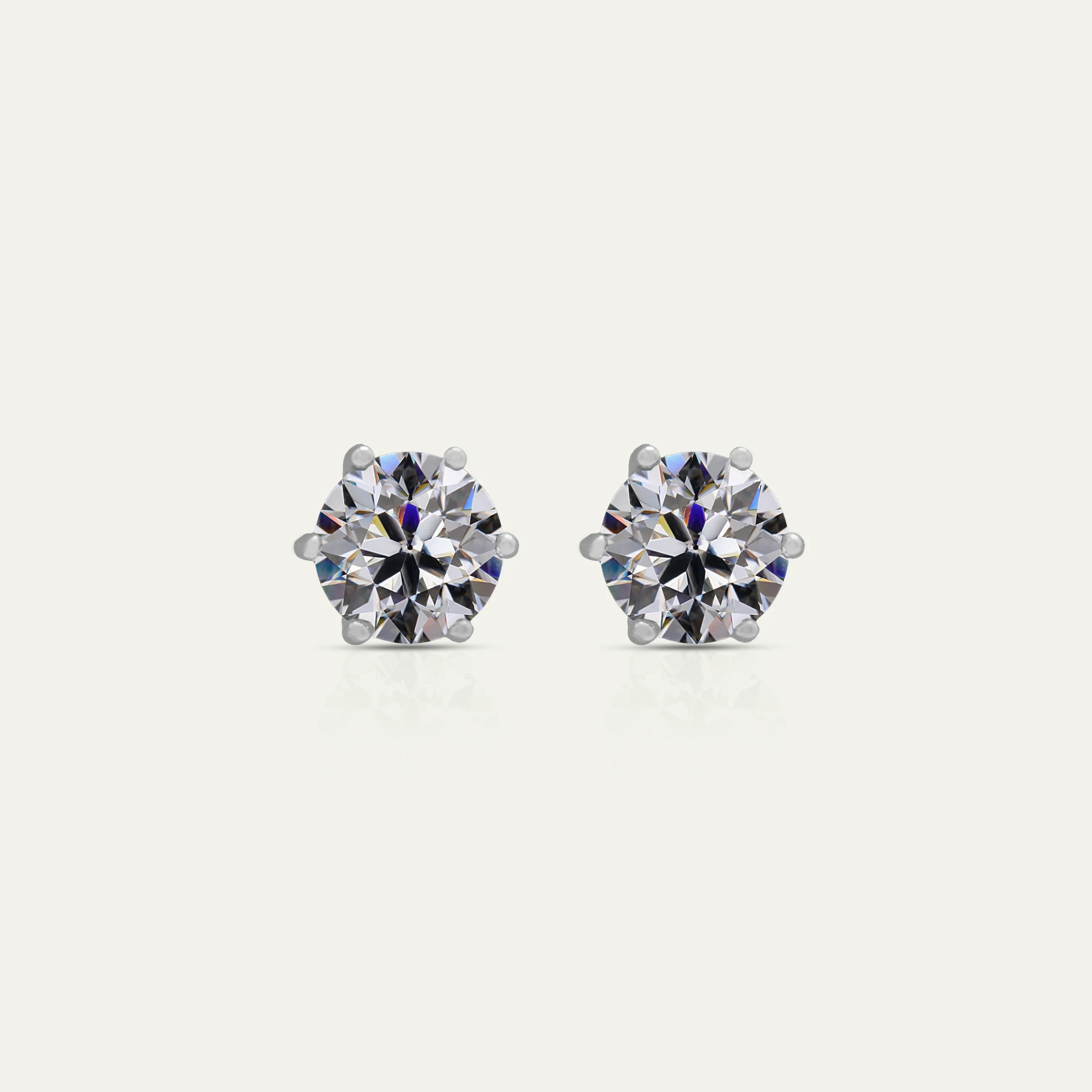 Goldmacher Zenith 2ct 8mm round moissanite stud earrings in 925 silver