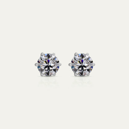 Goldmacher Zenith 2ct 8mm round moissanite stud earrings in silver 925