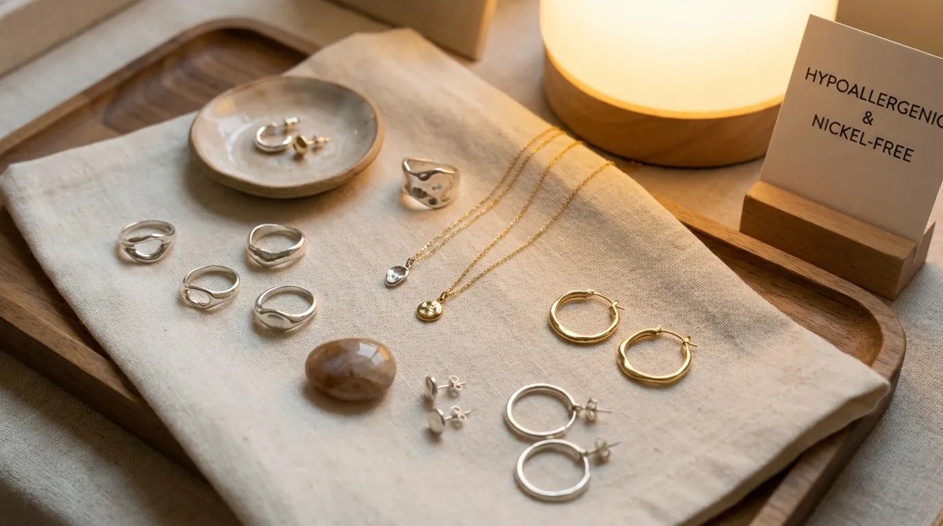 Collection of nickel-free hypoallergenic jewelry pieces