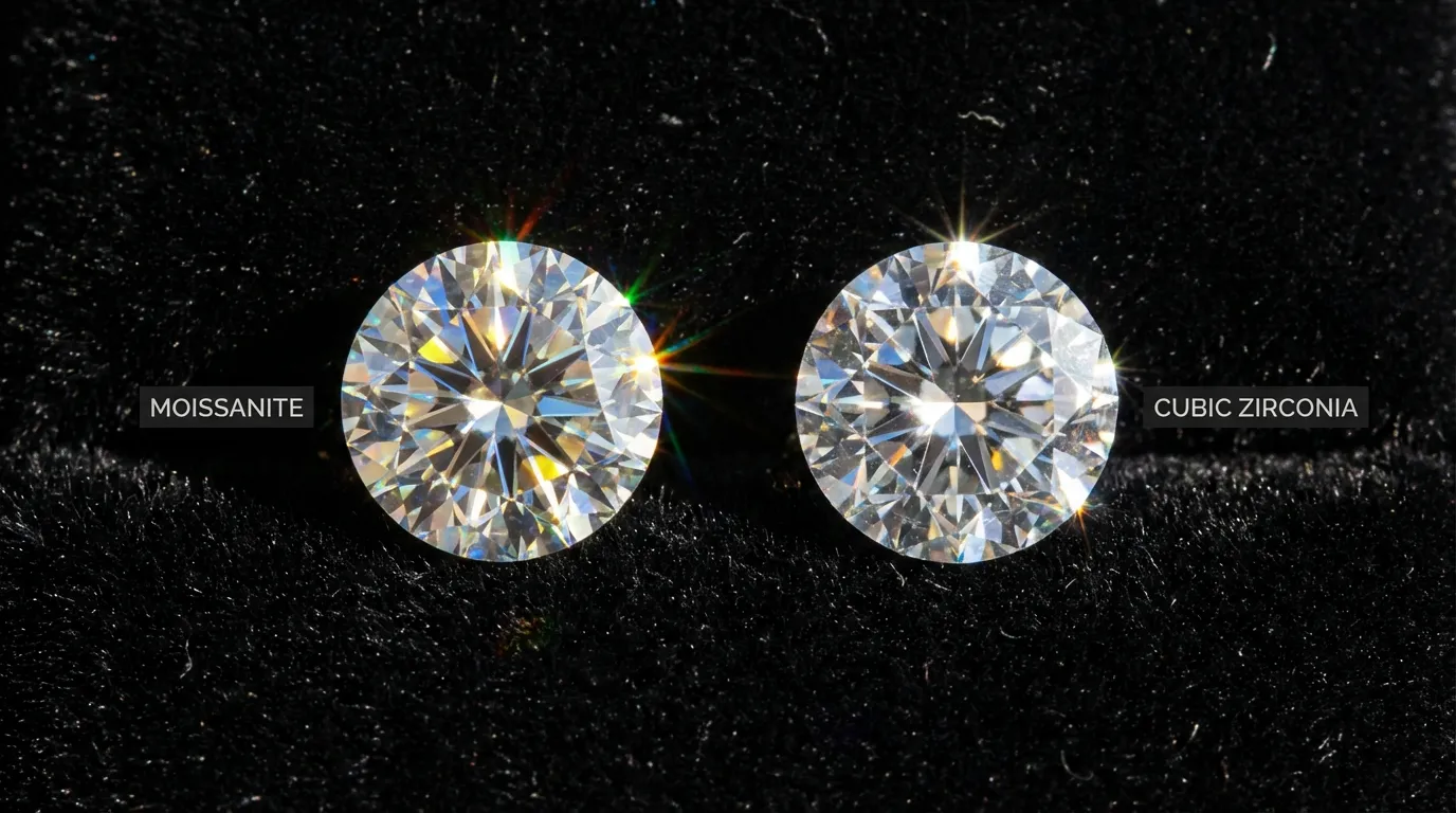 Moissanite vs cubic zirconia brilliance comparison
