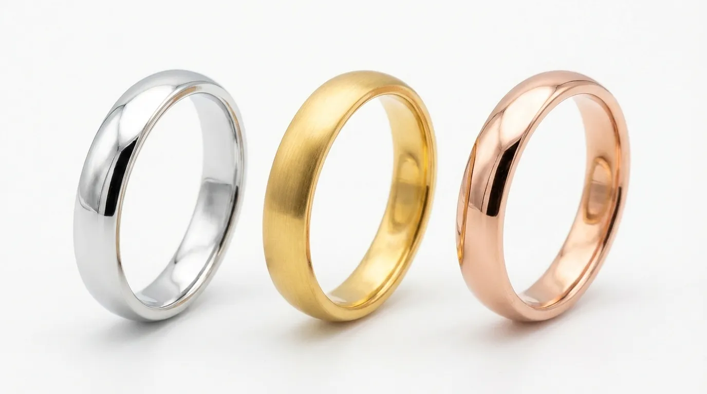 rhodium, gold, and rose gold plated jewelry comparison